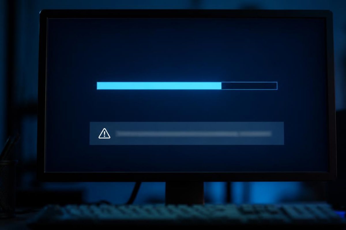 Écran d’ordinateur affichant une installation de Windows interrompue par un message d’erreur