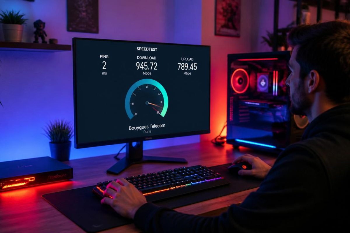 Interface de configuration Freebox avec paramètres QoS et priorité réseau pour gaming